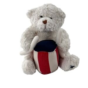 Bath & Body Works Spirit Plush White Bear Drum Patriotic Beanie Teddy Americana